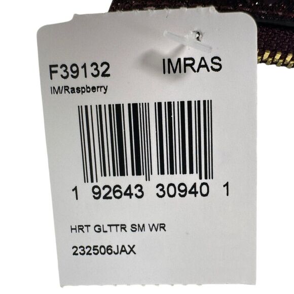 Coach Pink Raspberry Heart Glitter Wristlet Clutch Wallet NEW with Tags - Picture 2 of 5